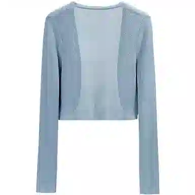 她池 小清新外搭长袖镂空短款针织衫 女款