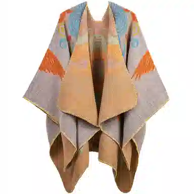 梦特娇 国风复古祥云图案多巴胺色系保暖防风高级 腈纶 披肩 女款