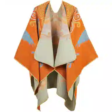 梦特娇 国风复古祥云图案多巴胺色系保暖防风高级 腈纶 披肩 女款