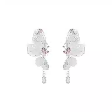 芒果饰品 仙气紫色灵动镂空蝴蝶独特 轻奢高级感小众 铜 锆石 耳环 女款