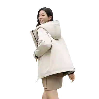 鸭鸭 连帽时尚百搭保暖纯色休闲羽绒服 男女同款