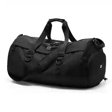 轻骑者 潮流大容量短途出差旅游行李袋运动含干湿分离独立鞋袋 帆布 旅行单肩手提斜挎健身包 大号 男女同款情侣款 黑色/卡其