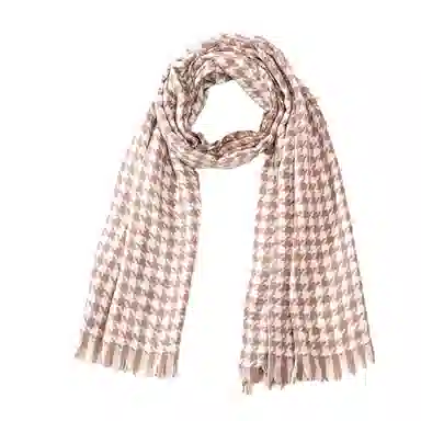 北极绒 千鸟格冬季保暖围脖格子流苏韩版 绒线围巾 男女同款情侣款