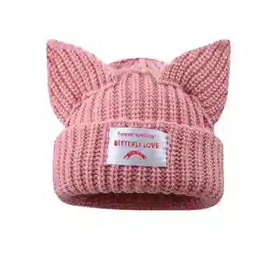 北极绒 韩版秋冬可爱狐狸耳朵加厚保暖 聚酯纤维 绒线帽 男女同款情侣款