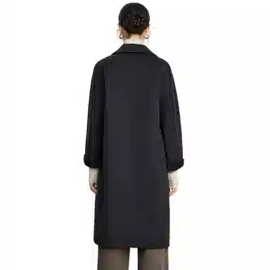 富铤 纯色简约西装领双排扣中长款大衣 女款