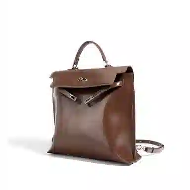 Fairwhale Classic Leather Backpack Black Khaki