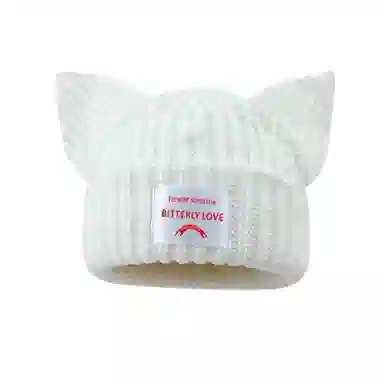 北极绒 韩版秋冬可爱狐狸耳朵加厚保暖 聚酯纤维 绒线帽 男女同款情侣款