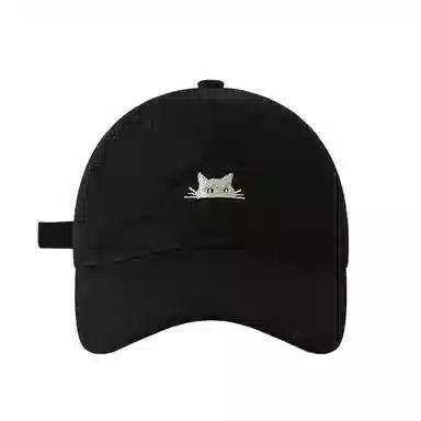 白卷 软顶半脸猫刺绣嘻哈防晒 鸭舌帽 男女同款情侣款