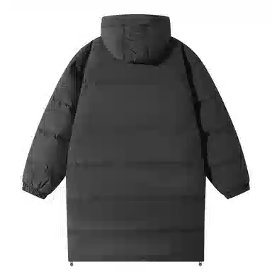 快鱼 东北极寒户外美式复古简约纯色基础款动物热熔标休闲时尚保暖加厚百搭宽松面包服连帽羽绒服 男女同款 黑色