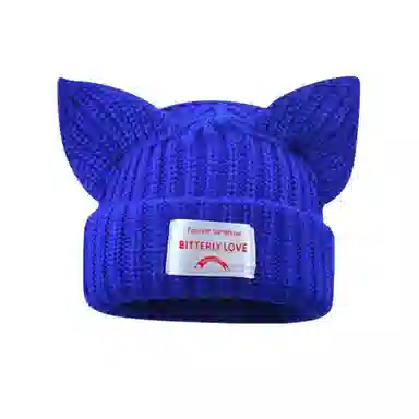 北极绒 韩版秋冬可爱狐狸耳朵加厚保暖 聚酯纤维 绒线帽 男女同款情侣款