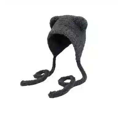 北极绒 可爱小熊冬季显脸小保暖大头围护耳 聚酯纤维 绒线帽 女款