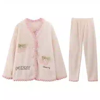 兰缪 可爱保暖休闲加厚家居服睡衣套装 女款 图色