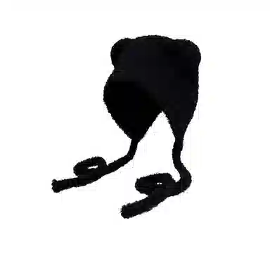 北极绒 可爱小熊冬季显脸小保暖大头围护耳 聚酯纤维 绒线帽 女款