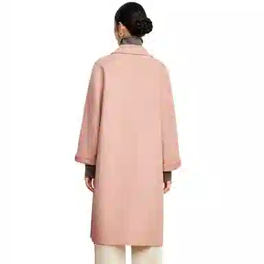 富铤 纯色简约西装领双排扣中长款大衣 女款
