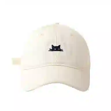 白卷 软顶半脸猫刺绣嘻哈防晒 鸭舌帽 男女同款情侣款