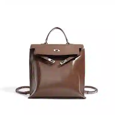 Fairwhale Classic Leather Backpack Black Khaki