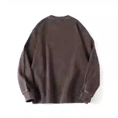 赞仕 美式复古潮牌圆领宽松水洗做旧纯棉卫衣 男女同款