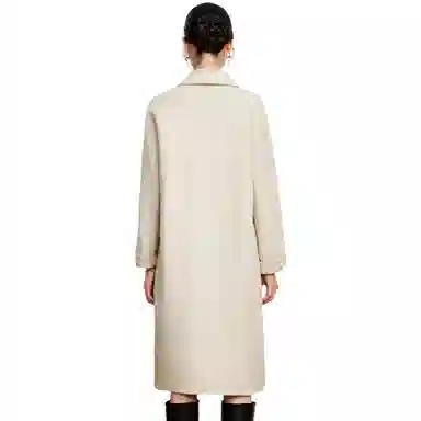 富铤 纯色简约西装领双排扣中长款大衣 女款