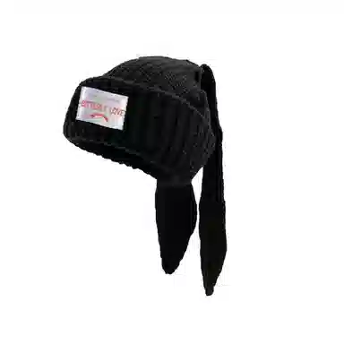 北极绒 可爱长兔耳朵保暖护耳包头 涤纶 绒线帽 男女同款情侣款