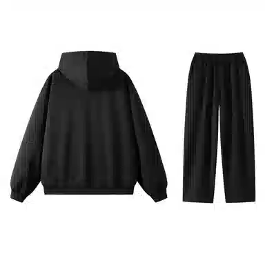 三体 水滴系列 美式复古简约基础款字母印花宽松百搭舒适连帽卫衣垂感中腰直筒裤子休闲运动套装 男女同款