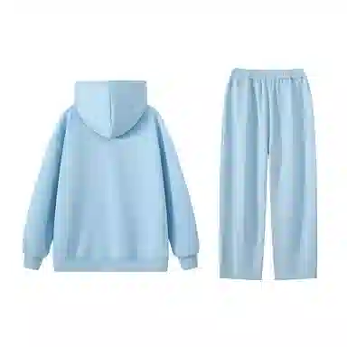 三体 水滴系列 美式复古简约基础款字母印花宽松百搭舒适连帽卫衣垂感中腰直筒裤子休闲运动套装 男女同款