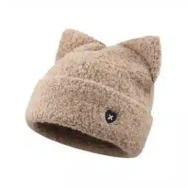 北极绒 冬季保暖可爱耳朵防寒针织帽出游甜美逛街 聚酯纤维 绒线帽 男女同款情侣款