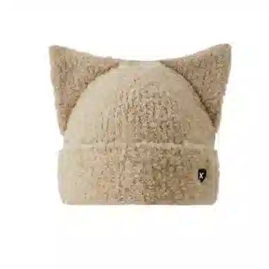 北极绒 冬季保暖可爱耳朵防寒针织帽出游甜美逛街 聚酯纤维 绒线帽 男女同款情侣款