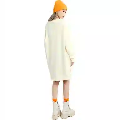 木果果木 不规则开叉设计印花圆领长袖连衣裙 女款