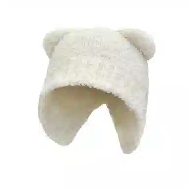 北极绒 可爱小熊秋冬季保暖显脸小大头围护耳包头帽 聚酯纤维 绒线帽 男女同款情侣款