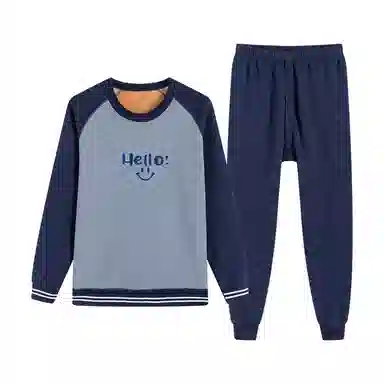 贴身领域 青少年加绒加厚秋衣秋裤打底衫大童内衣保暖套装 男款