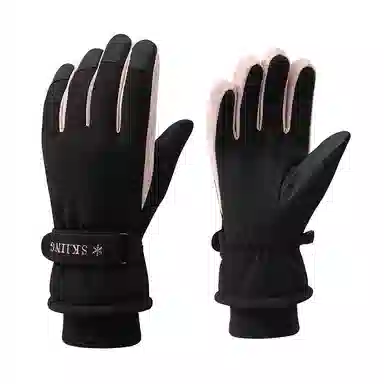 浪莎 冬季天滑雪棉保暖触屏防风加绒加厚骑车电瓶车摩托车防泼水登山防冻御寒防滑防丢卡扣 聚酯纤维 运动手套 女款