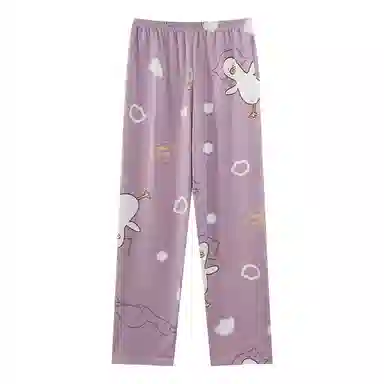 莫代尔 亲肤纯棉柔软舒适卡通时尚单条裤女士睡裤 女款 豆沙紫