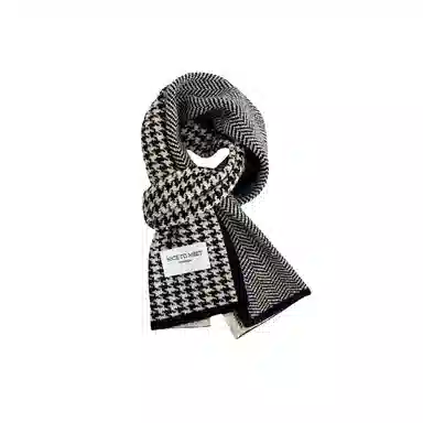 北极绒 千鸟格针织保暖高级感 绒线围巾 男女同款情侣款