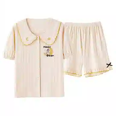 橡柠派 休闲纯色简约短袖短裤睡衣套装 女款 活力橙