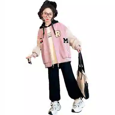 迷乐童堡 童装 休闲宽松露肩棒球服 女童