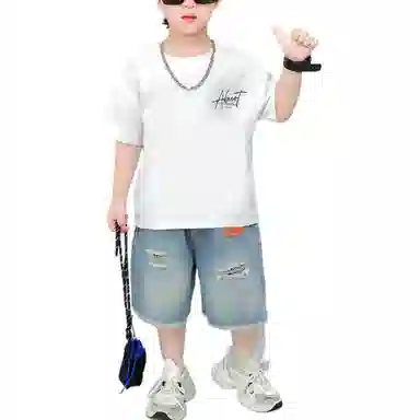 中童 浪莎 时尚舒适透气亲肤休闲运动套装