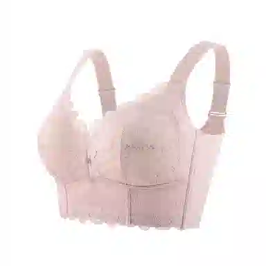 浪莎 内衣女士舒适透气时尚简约花卉纯色聚拢上托防下无钢圈无痕垂美背文胸 女款 粉肤色