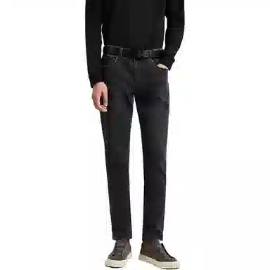 迪柯尼 商务休闲中腰简约拉链牛仔裤 男款 深灰