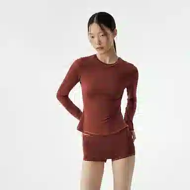 桑罗  秋冬新品本命年真丝针织轻暖美肤打底套装简约呵护显白衬肤新年色个性 圆领 外穿肌底衣家居套装 女款