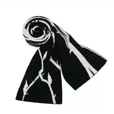 北极绒 原创黑白荆棘玫瑰暗黑系列 绒线围巾 男女同款情侣款