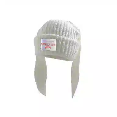 北极绒 可爱长兔耳朵保暖护耳包头 涤纶 绒线帽 男女同款情侣款