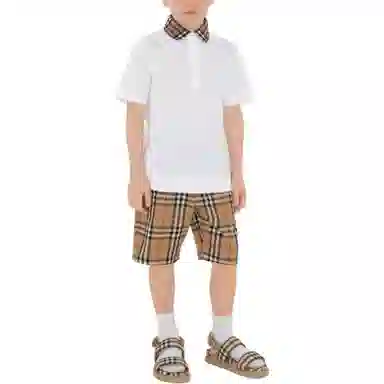 Burberry Kids Check Collar Polo Shirt