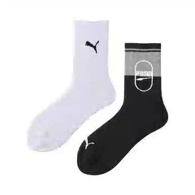PUMA Classic Crew Socks 2-Pack Black White