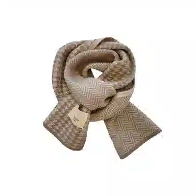 北极绒 千鸟格针织保暖高级感 绒线围巾 男女同款情侣款