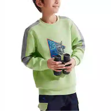安踏儿童 拼色字母图案印花圆领卫衣 儿童款 华青绿