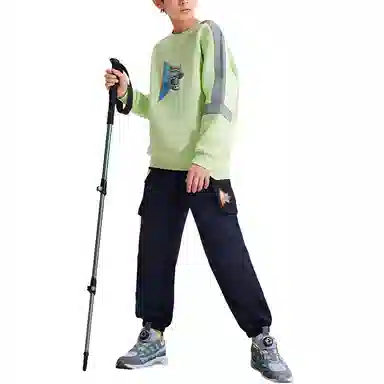 安踏儿童 拼色字母图案印花圆领卫衣 儿童款 华青绿