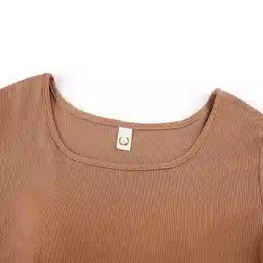 莫代尔 带胸垫防凸点印花短袖舒适透气亲肤长裤可外穿睡衣套装 女款 浅棕色