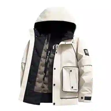 斯巴奴 工装风加厚保暖短款羽绒服 男款