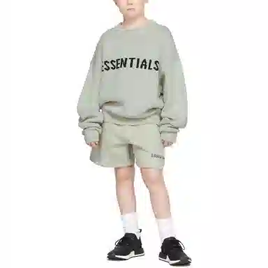 Fear of God Essentials FW21 Kids GreenConcrete Pullover Sweater Logo