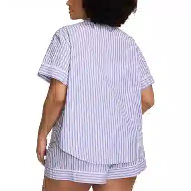 Victoria's Secret Cotton Short Pajama Set Blue Stripes